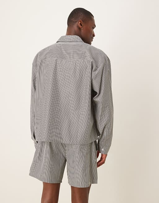 DESIGN Co-ord Stripe Short In Grey