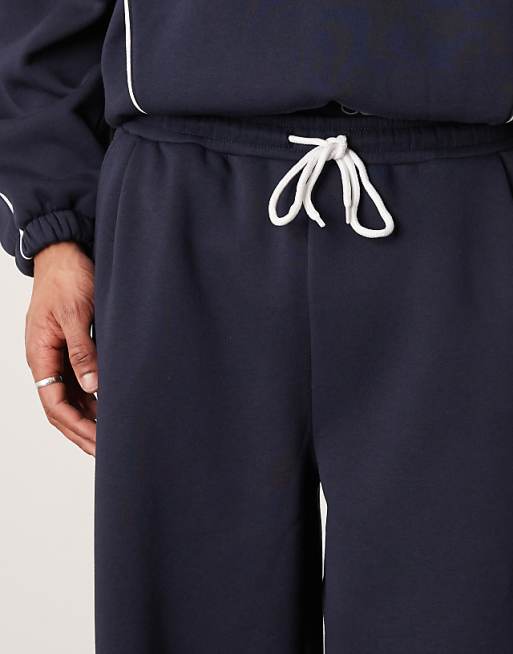 DESIGN Co-ord Super Baggy Jogger With Side Piping In Navy