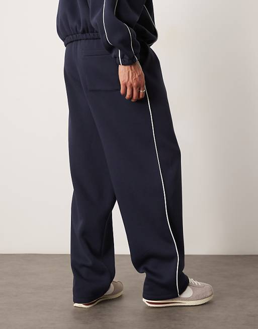DESIGN Co-ord Super Baggy Jogger With Side Piping In Navy