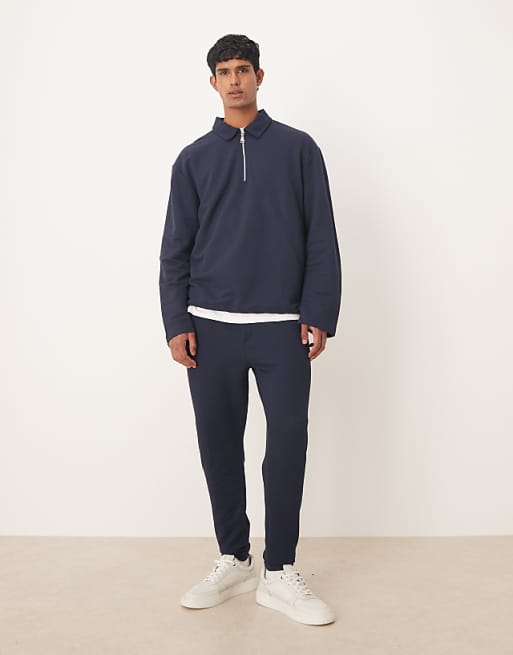 DESIGN co-ord tapered fit pique jogger in navy
