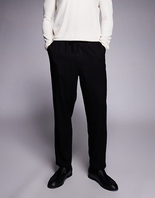 DESIGN co-ord tapered trousers in black