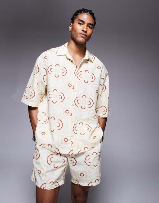 DESIGN Co-ord With Geo Print In Beige