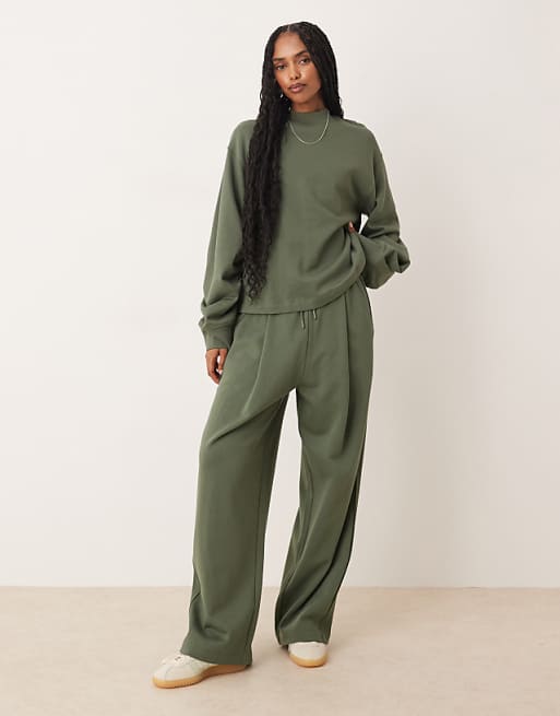 DESIGN co-ord with waffle panel detail in khaki - KHAKI