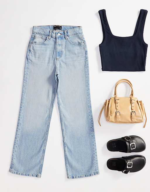 DESIGN comfort stretch straight leg jean in light blue