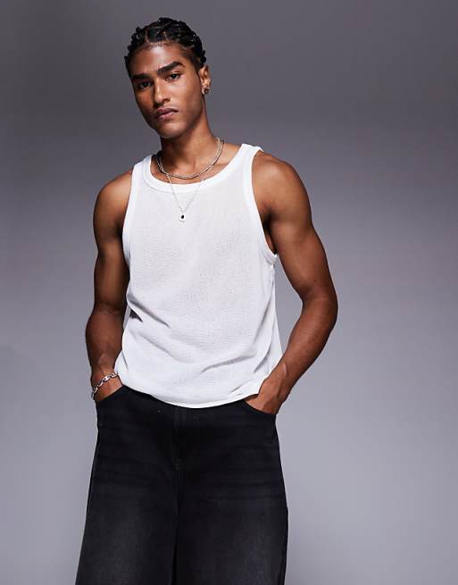 DESIGN contrast crew neck vest in cream texture