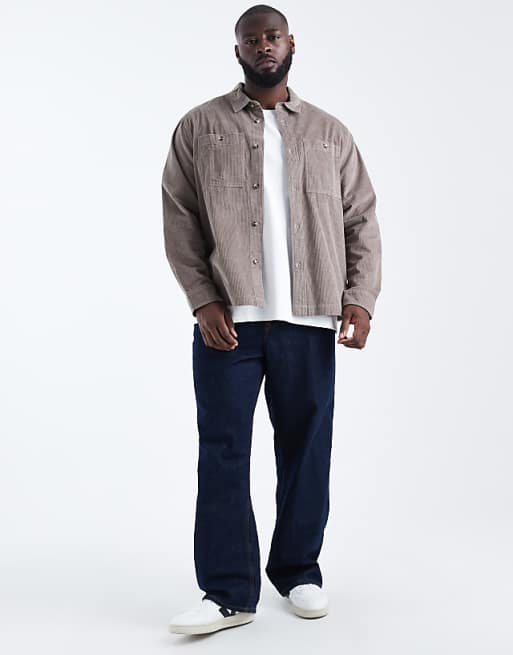 DESIGN Cord Overshirt In Beige