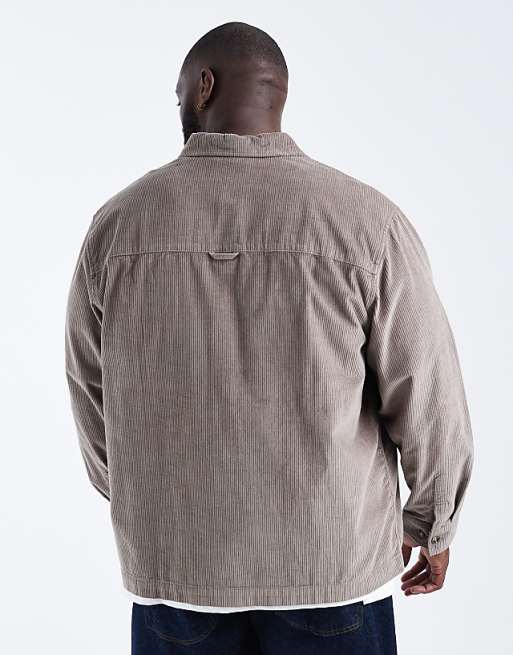 DESIGN Cord Overshirt In Beige