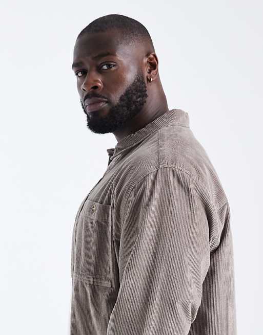 DESIGN Cord Overshirt In Beige