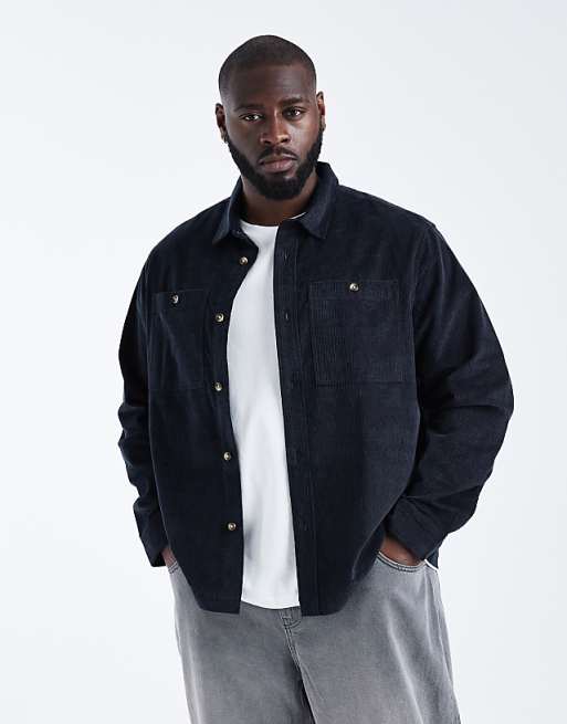 DESIGN Cord Overshirt In Black