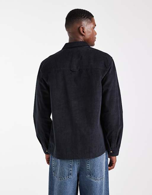 DESIGN Cord Overshirt In Black