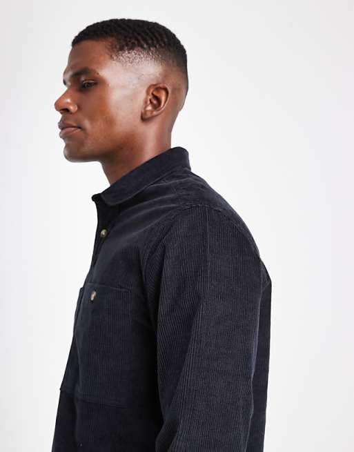 DESIGN Cord Overshirt In Black