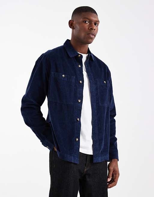 DESIGN cord overshirt in navy
