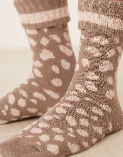 DESIGN Cosy Wool Boot Sock With Bambi Design In Brown