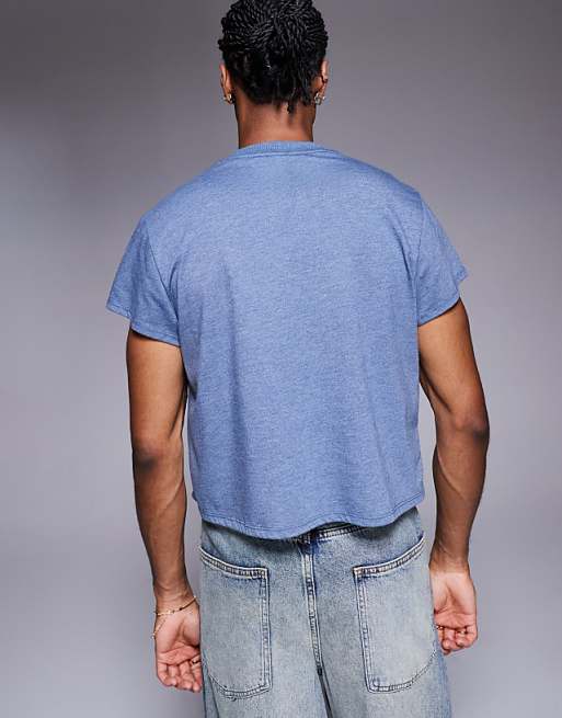 DESIGN Crew Neck Boxy T-shirt In Overdyed Blue Marl
