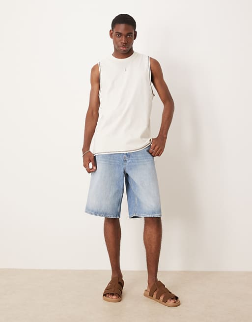 DESIGN Crew Neck Boxy Tank In Cream