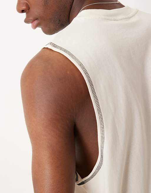 DESIGN Crew Neck Boxy Tank In Cream
