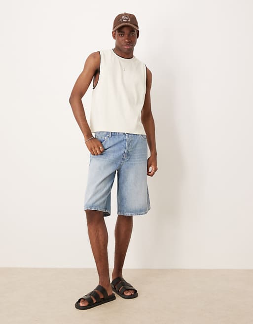 DESIGN Crew Neck Boxy Tank In Cream Rib