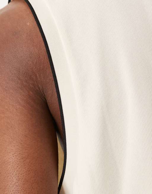 DESIGN Crew Neck Boxy Tank In Cream Rib