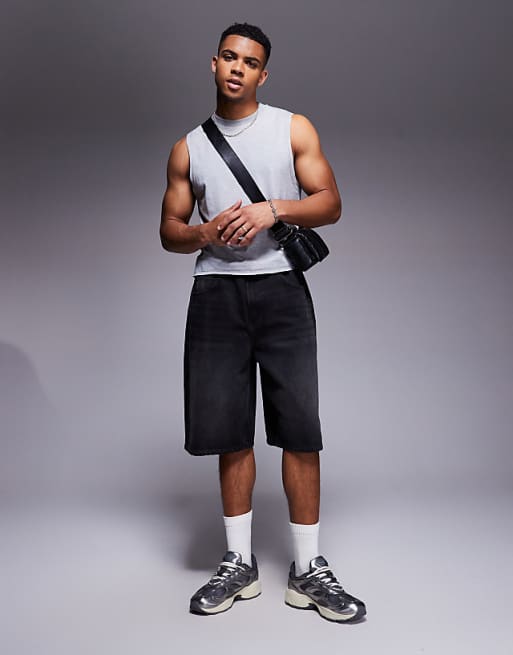 DESIGN Crew Neck Boxy Tank In Grey Marl