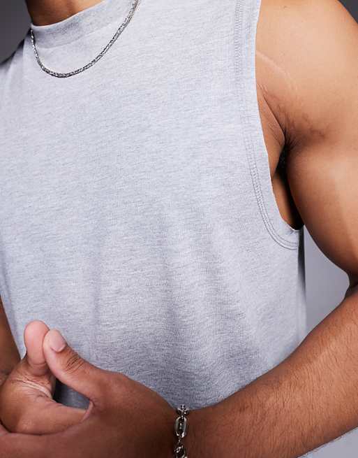DESIGN Crew Neck Boxy Tank In Grey Marl
