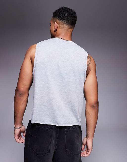 DESIGN Crew Neck Boxy Tank In Grey Marl