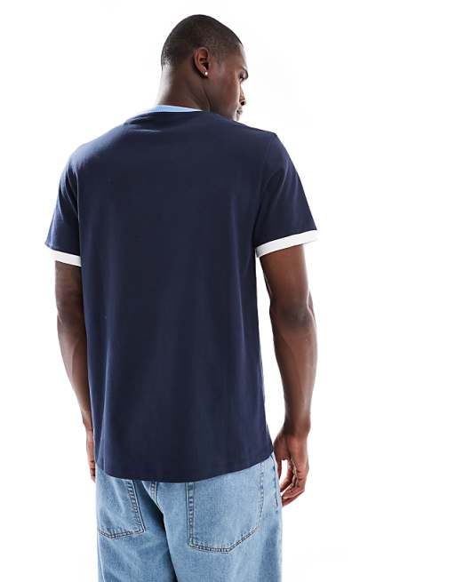 DESIGN Crew Neck Ringer T-shirt In Navy
