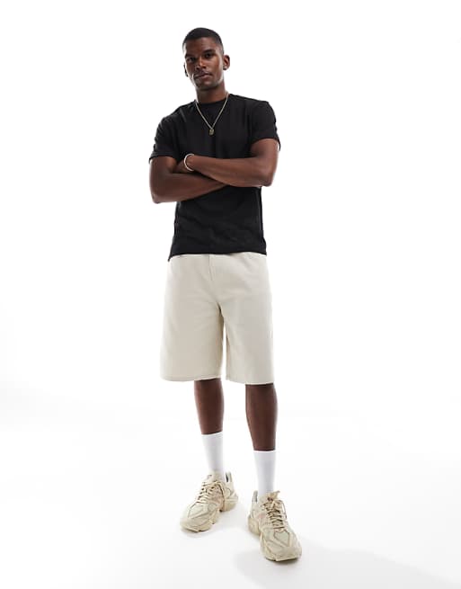 DESIGN Crew Neck T-shirt In Black Linen Look