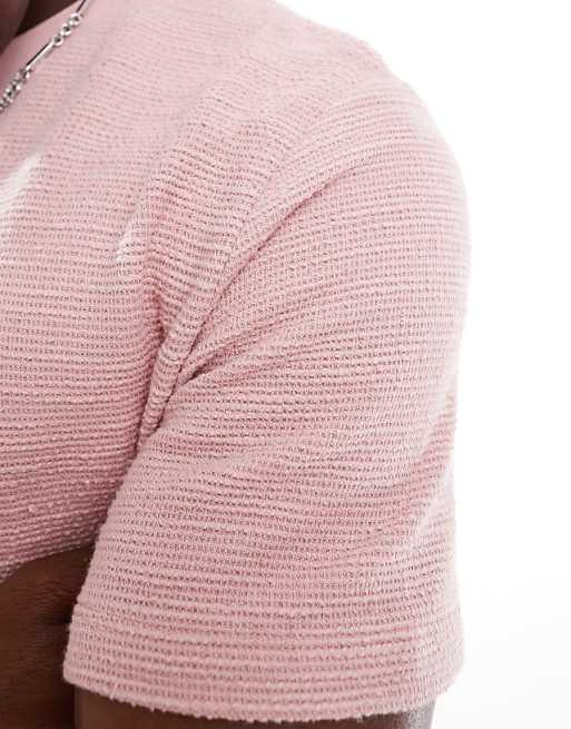 DESIGN Crew Neck T-shirt In Pink Boucle