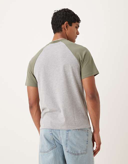 DESIGN Crew Neck T-shirt With Contrast Detail In Grey Marl