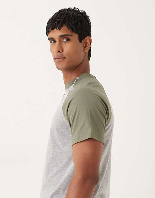 DESIGN Crew Neck T-shirt With Contrast Detail In Grey Marl