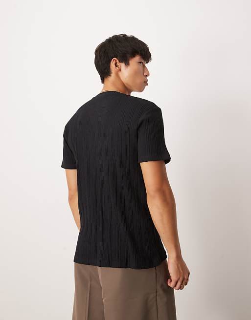 DESIGN Crew Neck Textured T-shirt In Black