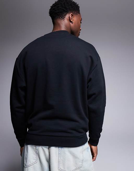 DESIGN Crew With City Print In Black