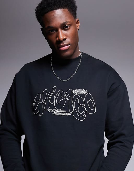 DESIGN crew with city print in black