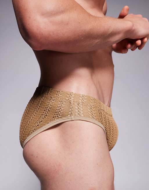DESIGN Crochet Swim Brief In Brown