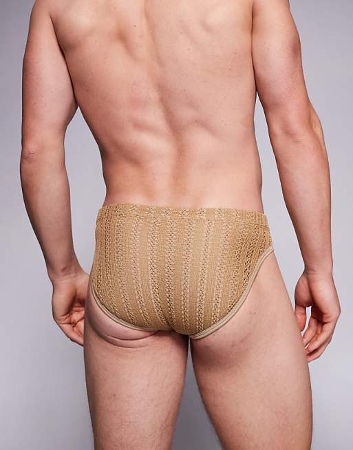 DESIGN Crochet Swim Brief In Brown