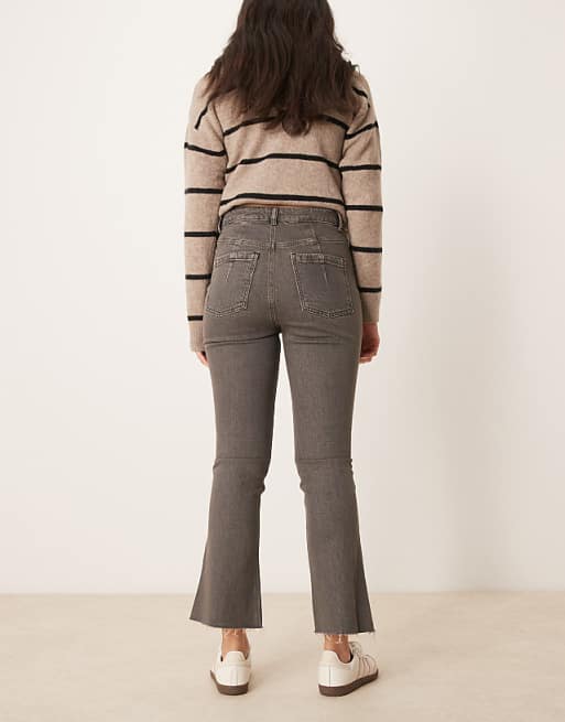 DESIGN Cropped Kick Flare Jean In Brown Overdye