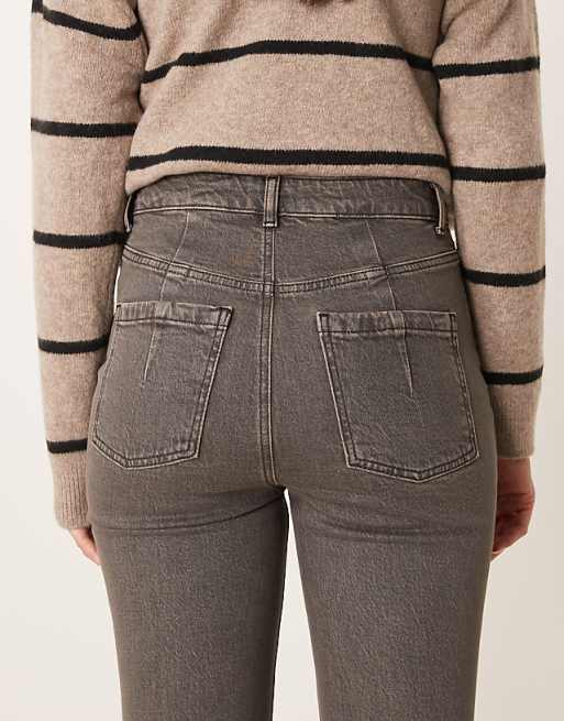 DESIGN Cropped Kick Flare Jean In Brown Overdye