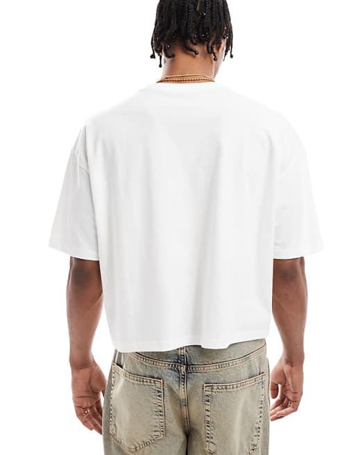 DESIGN Cropped Oversized T-shirt With City Graphic In White