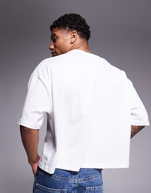 DESIGN Cropped Oversized T-shirt With Sailing Graphic In White