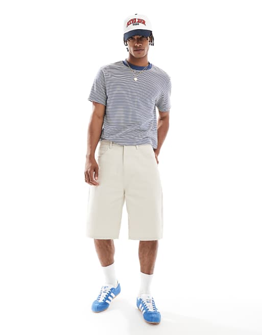 DESIGN Cropped T-shirt In Blue And White Stripe
