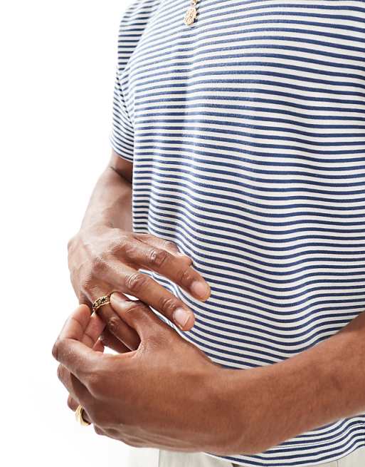 DESIGN Cropped T-shirt In Blue And White Stripe