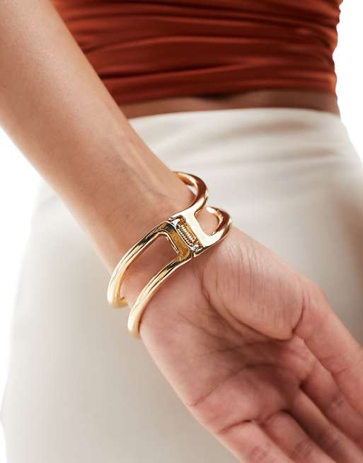 DESIGN Cuff Bracelet With Wrap Around Open Design In Gold Tone