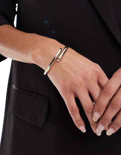DESIGN cuff bracelet with wrap detail in gold tone