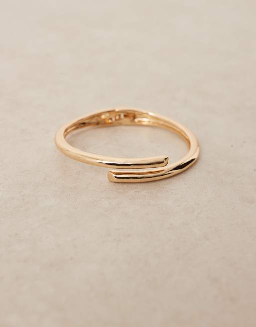 DESIGN Curve Cuff Bracelet With Wrap Detail In Gold Tone