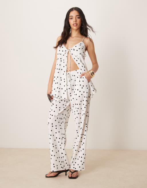 DESIGN Curve Gold Chain Satin Top And Trousers Co-ord In Khaki