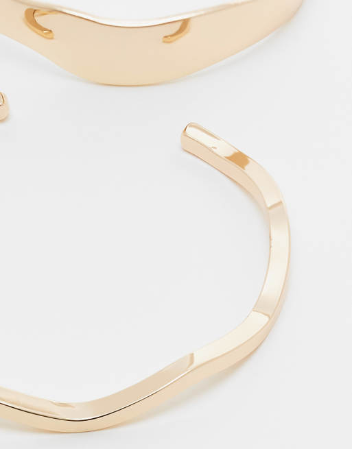 DESIGN Curve Pack Of 2 Simple Cuff Bracelets In Gold Tone