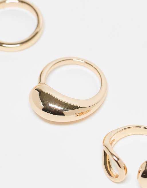DESIGN Curve Pack Of 3 Simple Wrap Around Rings In Gold Tone
