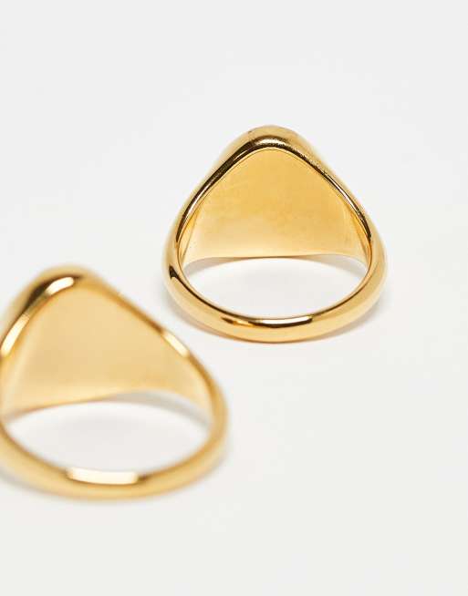 DESIGN Curve Stainless Steel 2 Pack Of Rings With Semi Precious Stones In Gold Tone