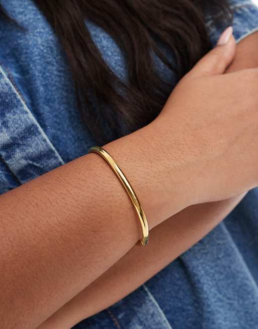 DESIGN Curve waterproof stainless steel simple bangle in gold tone