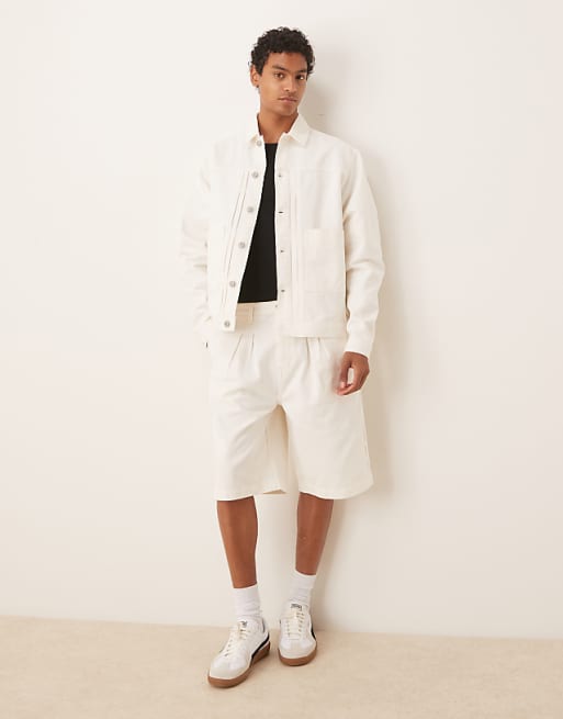 DESIGN DENIM JACKET AND JORTS CO-ORD IN ECRU